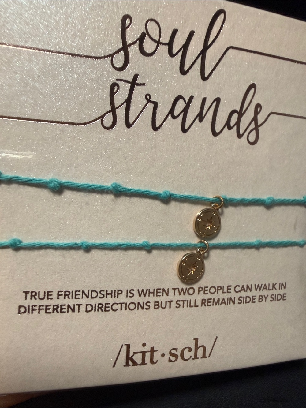 Kitsch Turquoise Cord Bracelet Set with Gold Compass Charms - Picture 5 of 5